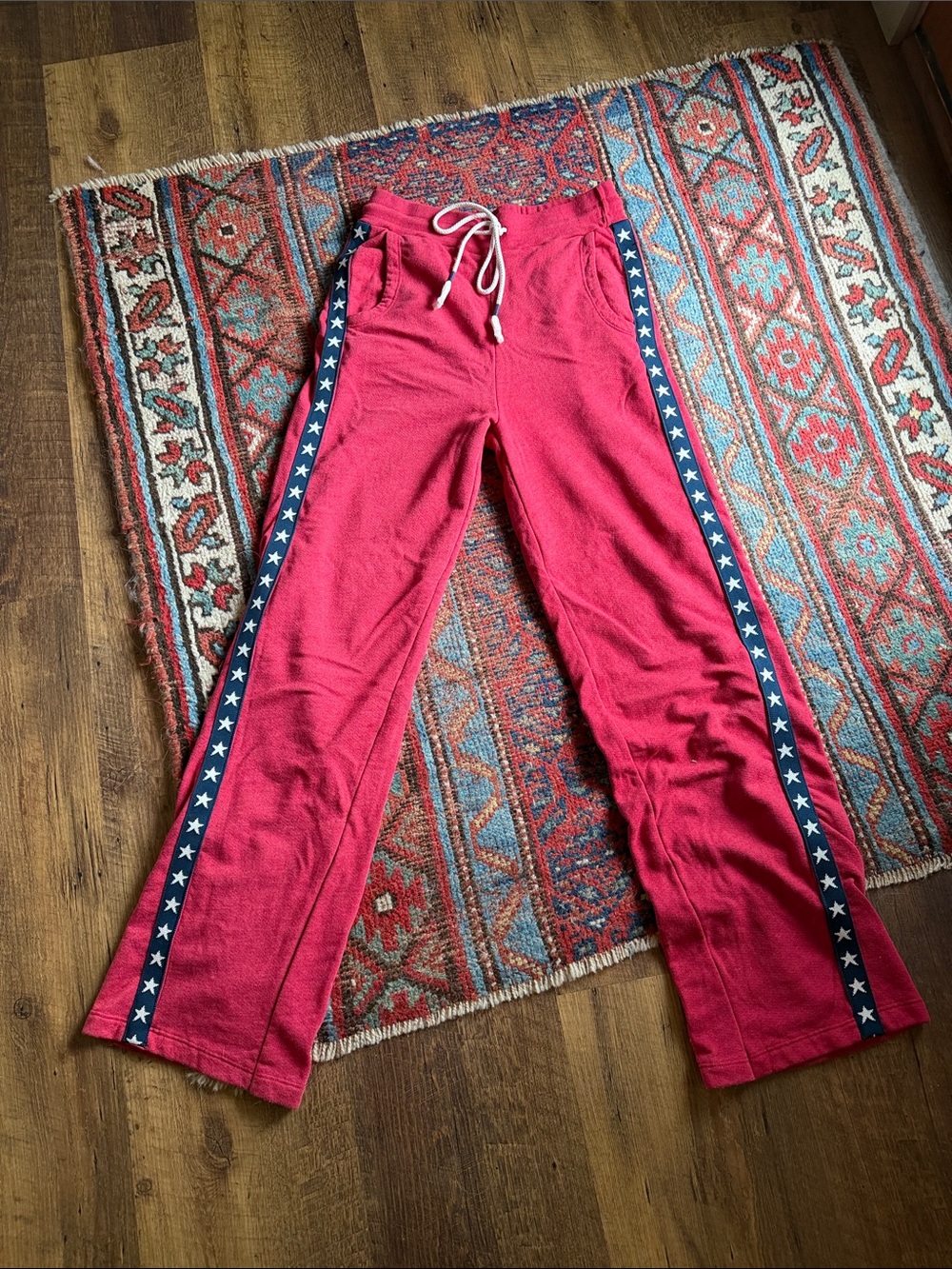 Sundry Pink Track Pants with Navy Star Side Tape